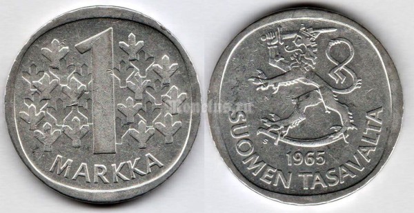 монета Финляндия 1 марка 1965 год