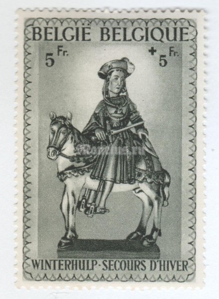 марка Бельгия 5+5 франка "Statue of St. Martin" 1941 год
