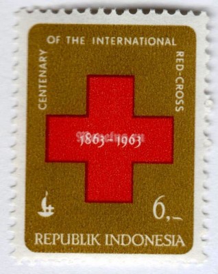 марка Индонезия 6 рупий "International Red Cross" 1963 год