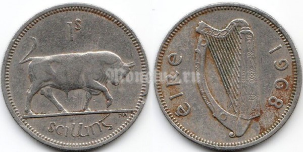 монета Ирландия 1 шиллинг 1968 год