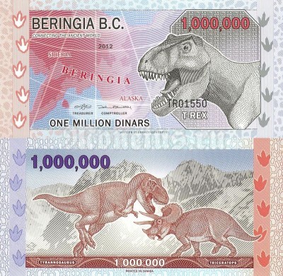 бона Берингия 1 000 000 динар 2012 год, пластик