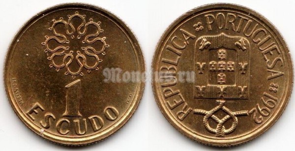 монета Португалия 1 эскудо 1992 год