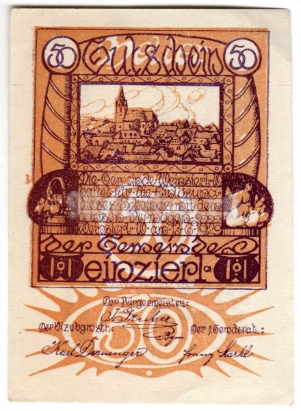 Нотгельд Австрия 50 геллеров 1920 год