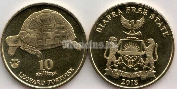 монета Биафра 10 шиллингов 2018 год - Леопардовая черепаха