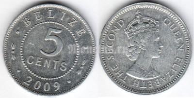 монета Белиз 5 центов 2009 год