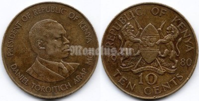 монета Кения 10 центов 1980 год
