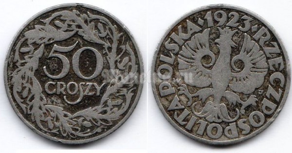 монета Польша 50 грошей 1923 