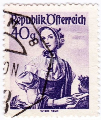 марка Австрия 40 Австрийских грош "Вена (1840)" 1948 год