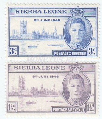 Набор Сьерра-Леоне из 2-х марок "Мира и Победы" 1946 год