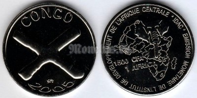 монета Конго 1 африка 2005 год