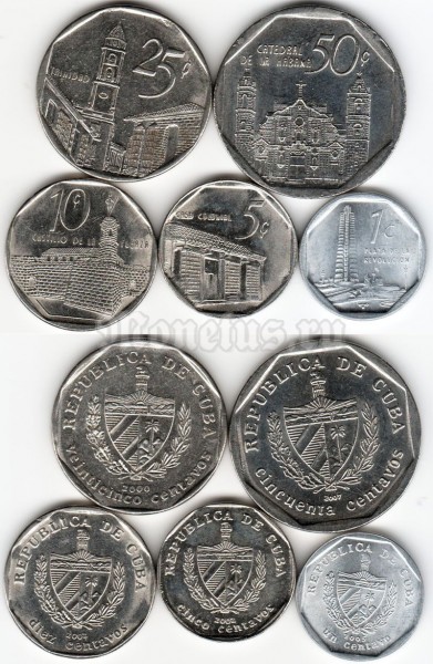 Куба набор из 5-ти монет - монументы Кубы 2000-2007 год.