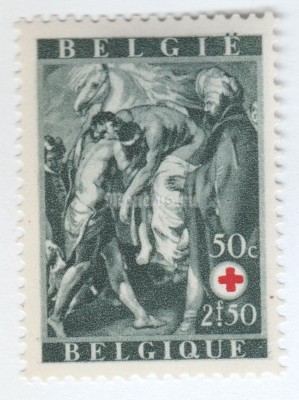 марка Бельгия 0,50+2,50 франка "Red Cross België" 1944 год
