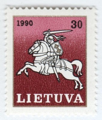 марка Литва 30 копеек "Vytis" 1991 год