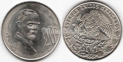 монета Мексика 20 сентаво 1979 год - Франсиско Мадеро