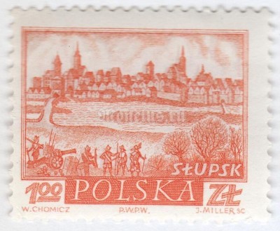марка Польша 1 злотый "Slupsk" 1960 год