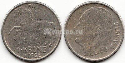монета Норвегия 1 крона 1966 год