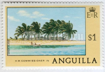 марка Ангилья 1 доллар "Sandy Island with palms" 1978 год