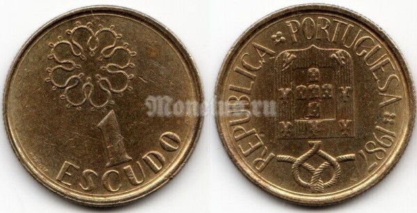 монета Португалия 1 эскудо 1987 год