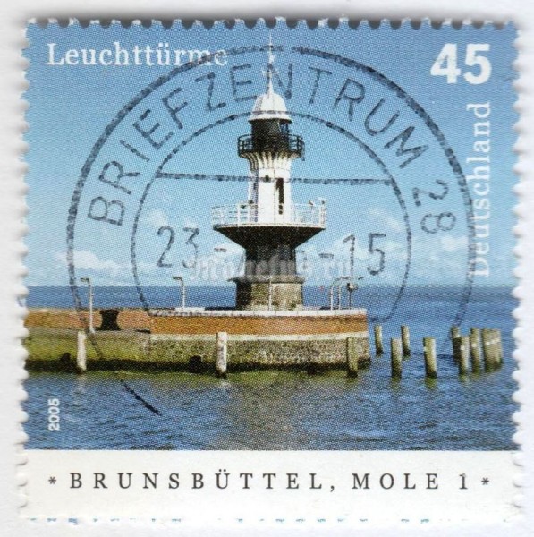 марка ФРГ 45 центов "Brunsbüttel, Mole 1" 2005 год Гашение