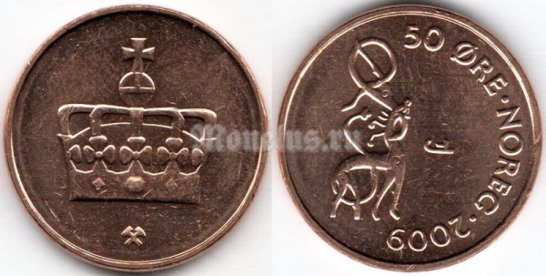 монета Норвегия 50 эре 2009 год