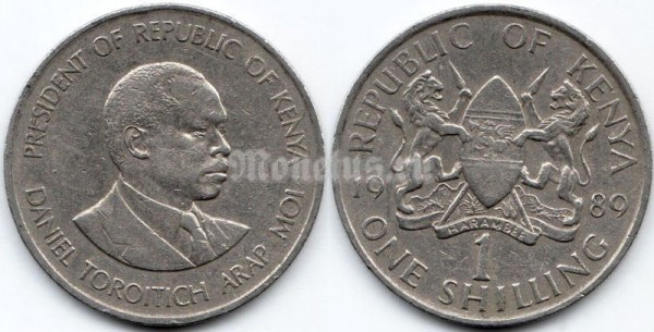 монета Кения 1 шиллинг 1989 год
