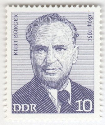 марка ГДР 10 пфенниг "Bürger, Kurt" 1974 год