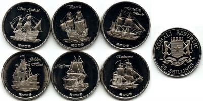 Сомали набор из 6 монет 25 шиллингов 2006 год корабли PROOF