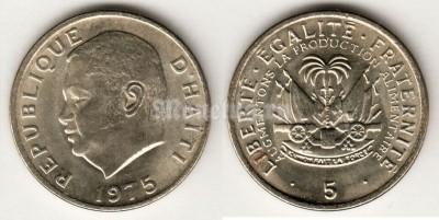 монета Гаити 5 сантим 1975 год