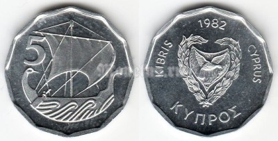 монета Кипр 5 милс 1982 год