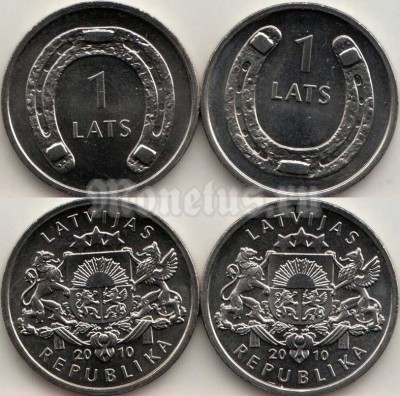 Латвия набор из 2-х монет 1 лат 2010 год - Подковы