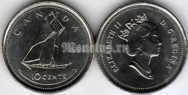 монета Канада 10 центов 2016 год