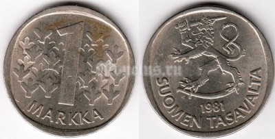 монета Финляндия 1 марка 1981 год