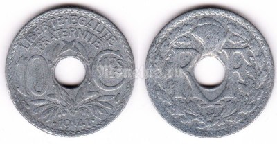 монета Франция 10 сантимов 1941 год - 1