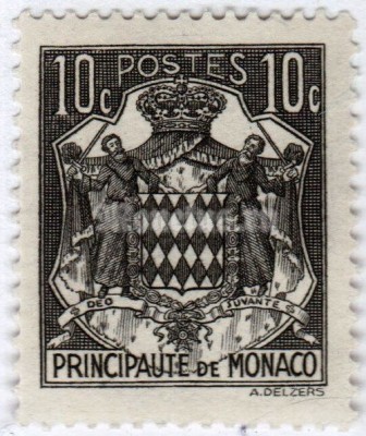 марка Монако 10 сентиме "National coat of arms" 1943 год