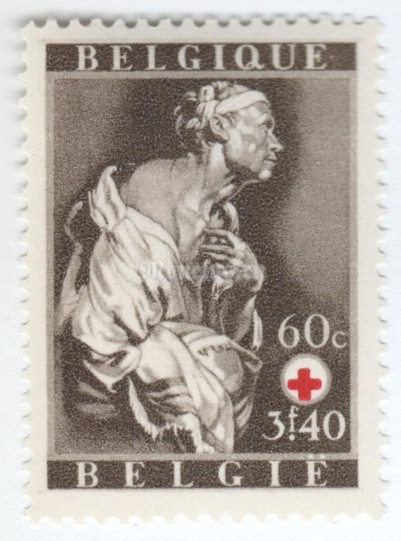 марка Бельгия 0,60+3,40 франка "Red Cross België" 1944 год