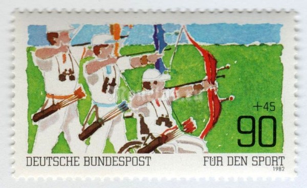 марка ФРГ 90+45 пфенниг "Disabled Archers" 1982 год