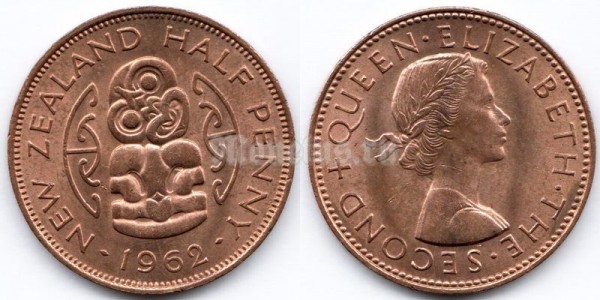 монета Новая Зеландия ½ пенни 1962 год