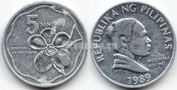 монета Филиппины 5 сентимо 1989 год