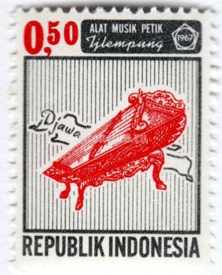 марка Индонезия 0,50 рупий "Musical Instruments" 1967 год
