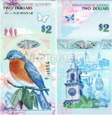 банкнота Бермудские острова 2 доллара 2009 год