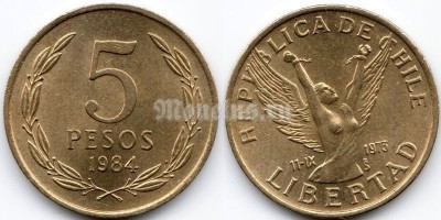 монета Чили 5 песо 1984 год