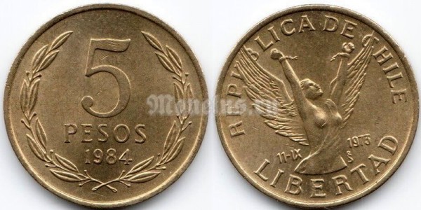 монета Чили 5 песо 1984 год