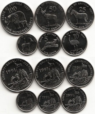 Эритрея набор из 6-ти монет 1997 год