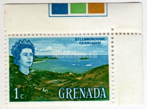 марка Гренада 1 цент "Hillsborough, Carriacou" 1966 год