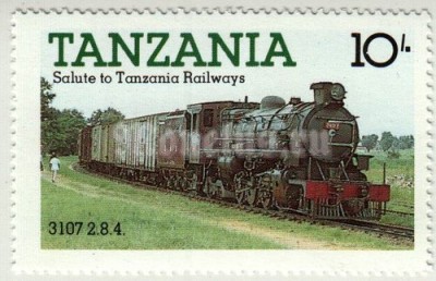 марка Танзания 10 шиллингов "№ 3107" 1985 год