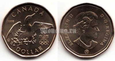 монета Канада 1 доллар 2008 год Олимпиада в Ванкувере