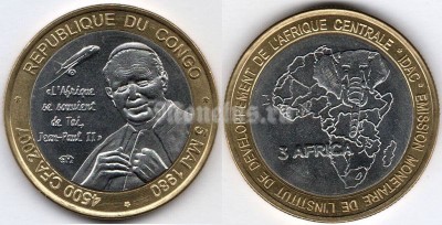монета Конго 3 африка 2007 год