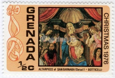 марка Гренада 1/2 цента "Altarpiece of St. Barnaba" 1976 год