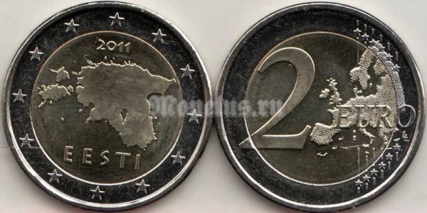 монета Эстония 2 евро 2011 год