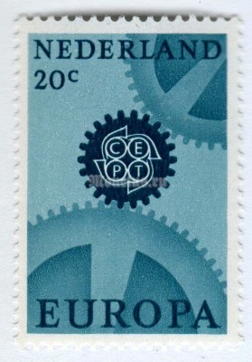 марка Нидерланды 20 центов "C.E.P.T.- Cogwheels" 1967 год
